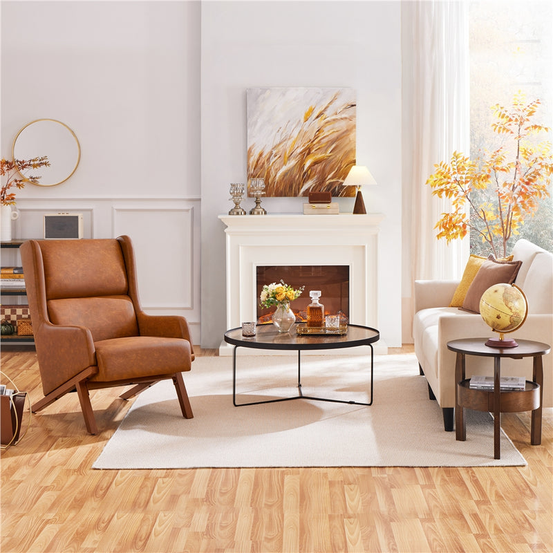 Yaheetech High Back PU Leather Accent Armchair
