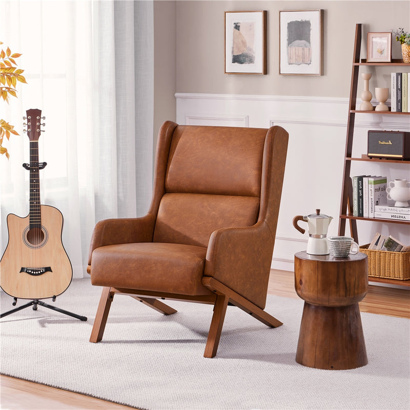 Yaheetech High Back PU Leather Accent Armchair