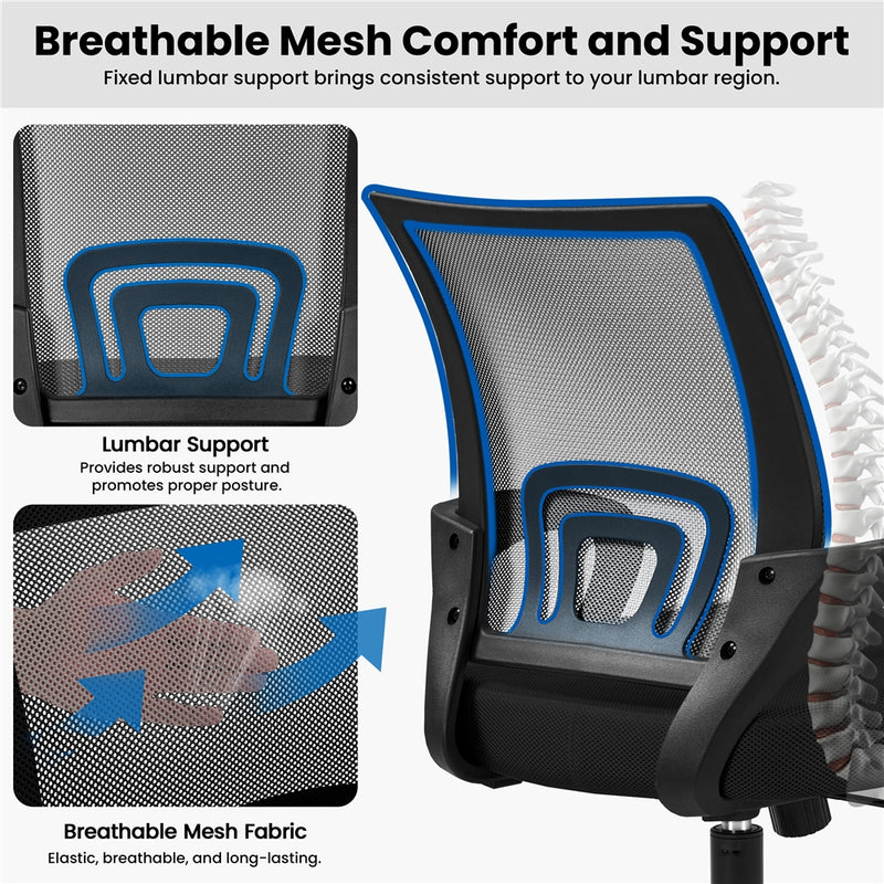 Yaheetech Mid-Back Height Adjustable Ergonomic Mesh Office Chair