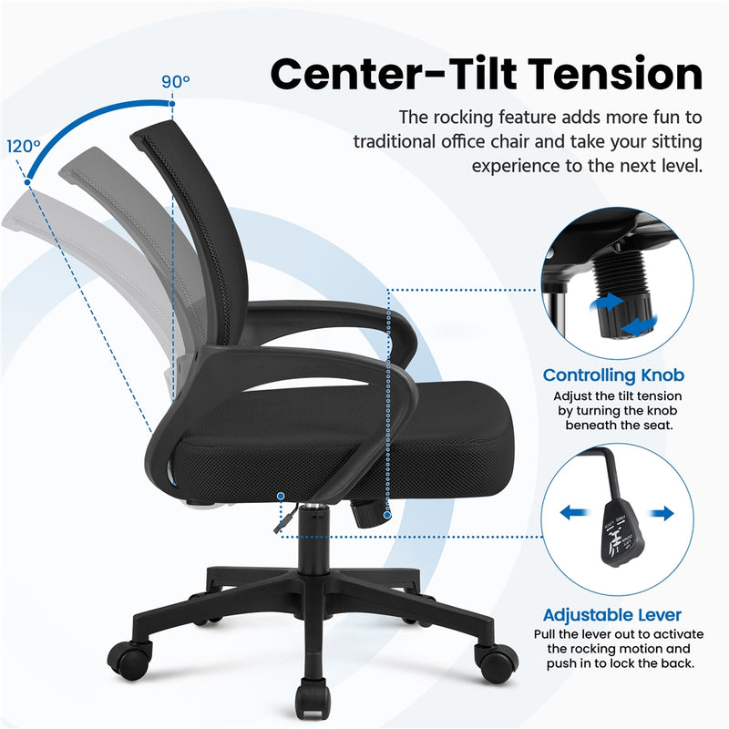 Yaheetech Mid-Back Height Adjustable Ergonomic Mesh Office Chair