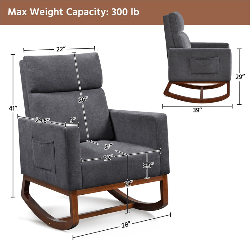 Yaheetech Fabric Upholstered Rocking Chair