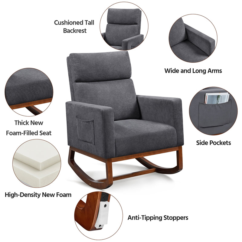 Yaheetech Fabric Upholstered Rocking Chair
