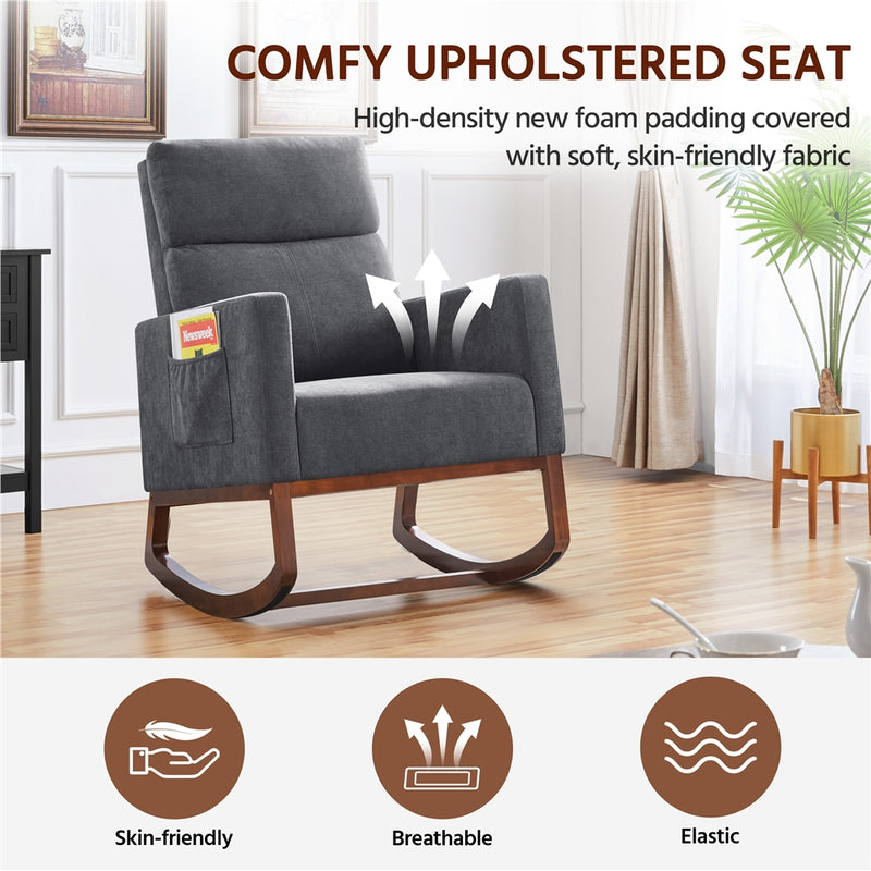 Yaheetech Fabric Upholstered Rocking Chair