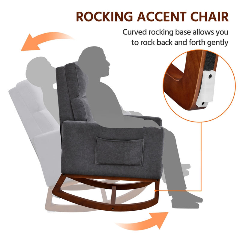 Yaheetech Fabric Upholstered Rocking Chair