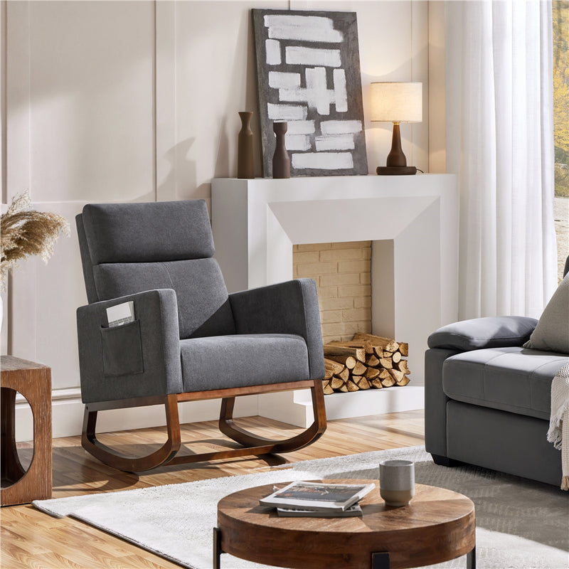 Yaheetech Fabric Upholstered Rocking Chair