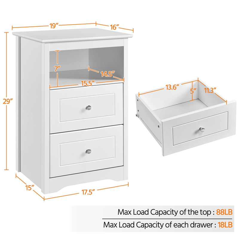 Yaheetech 2-Drawer Modern Style Side Table