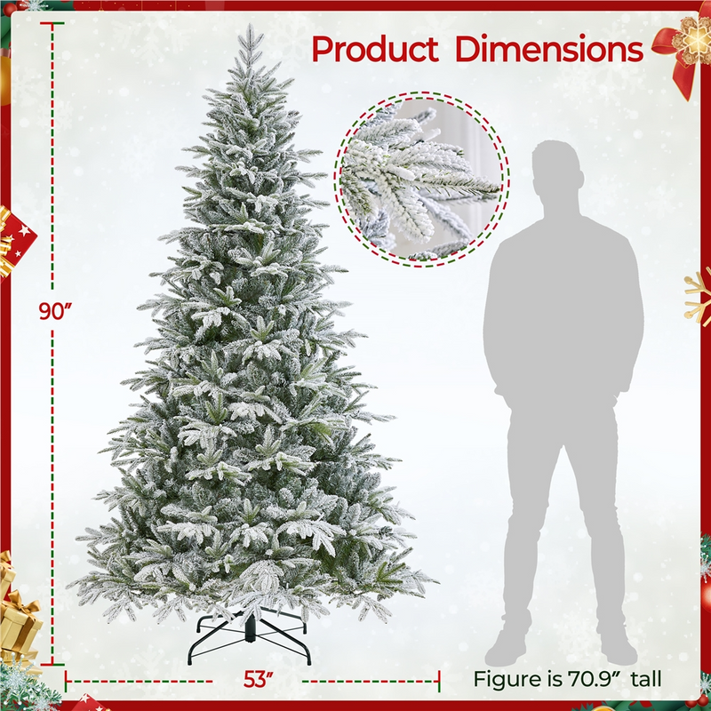 Yaheetech 6FT Pre-lit with LED Light Flocked Artificial Christmas Tree