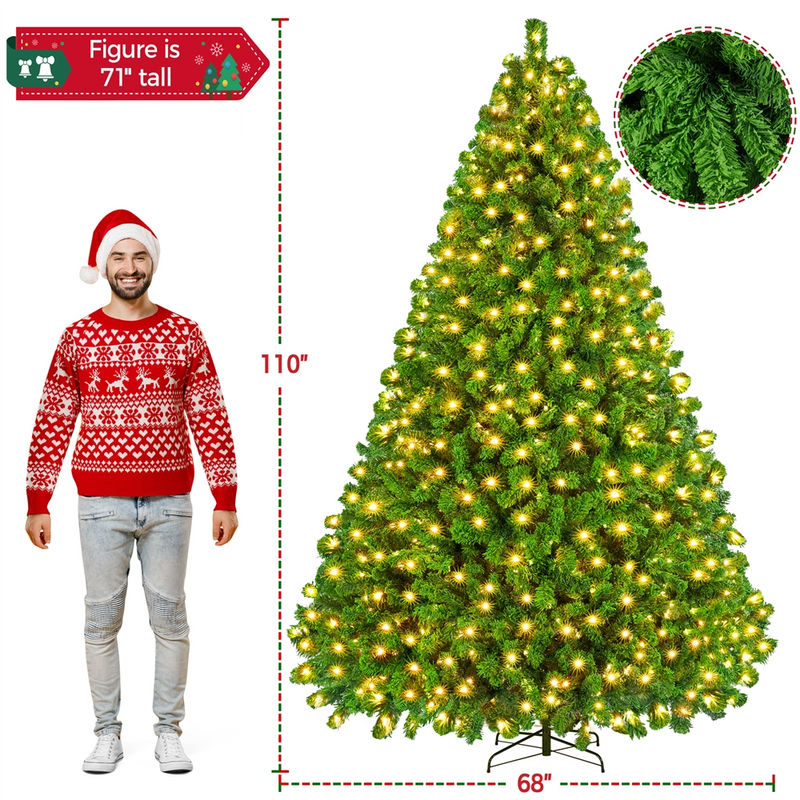 Yaheetech 9FT Pre-lit Flocked with Light Artificial Christmas Tree