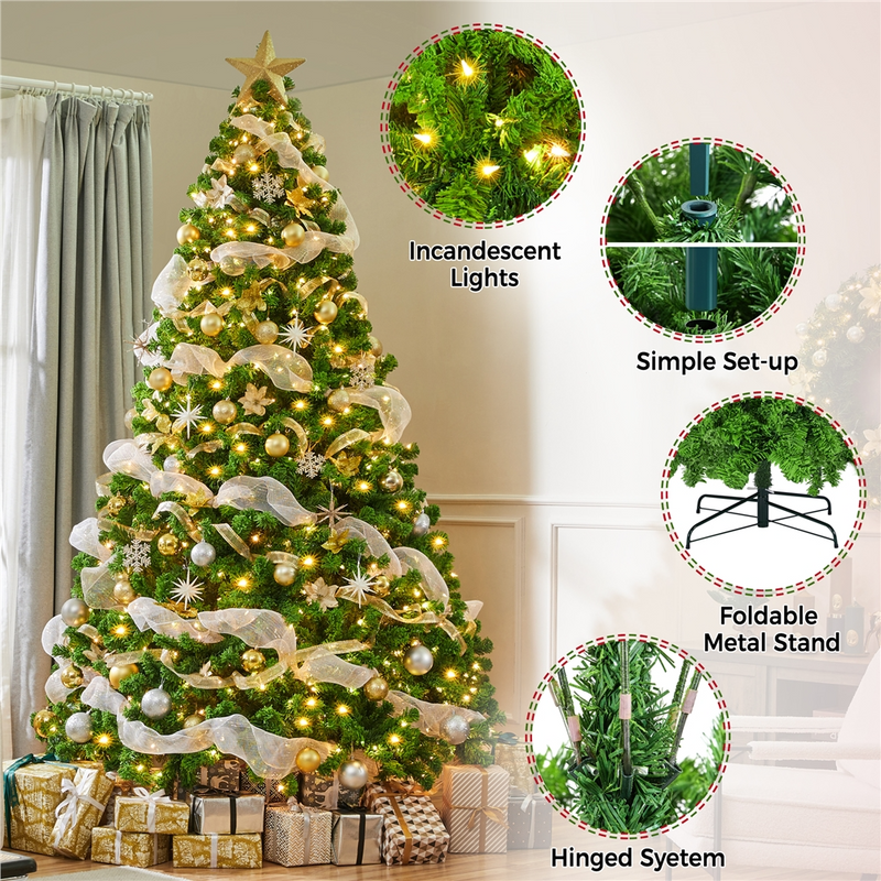 Yaheetech 9FT Pre-lit Flocked with Light Artificial Christmas Tree