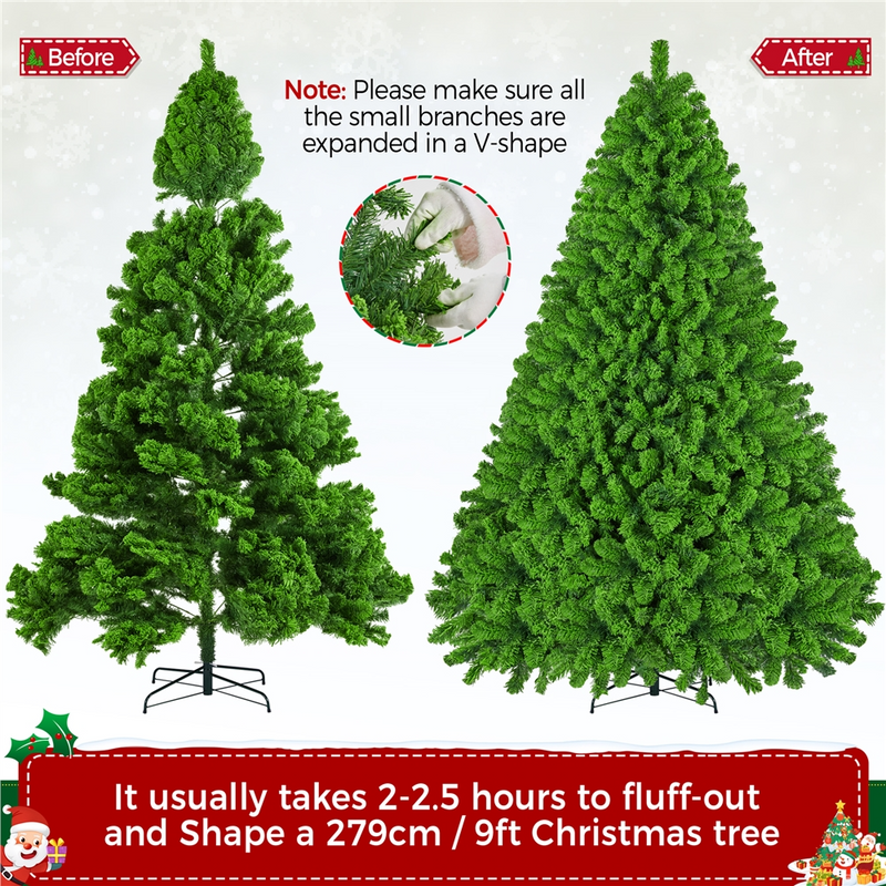 Yaheetech 9FT Pre-lit Flocked with Light Artificial Christmas Tree