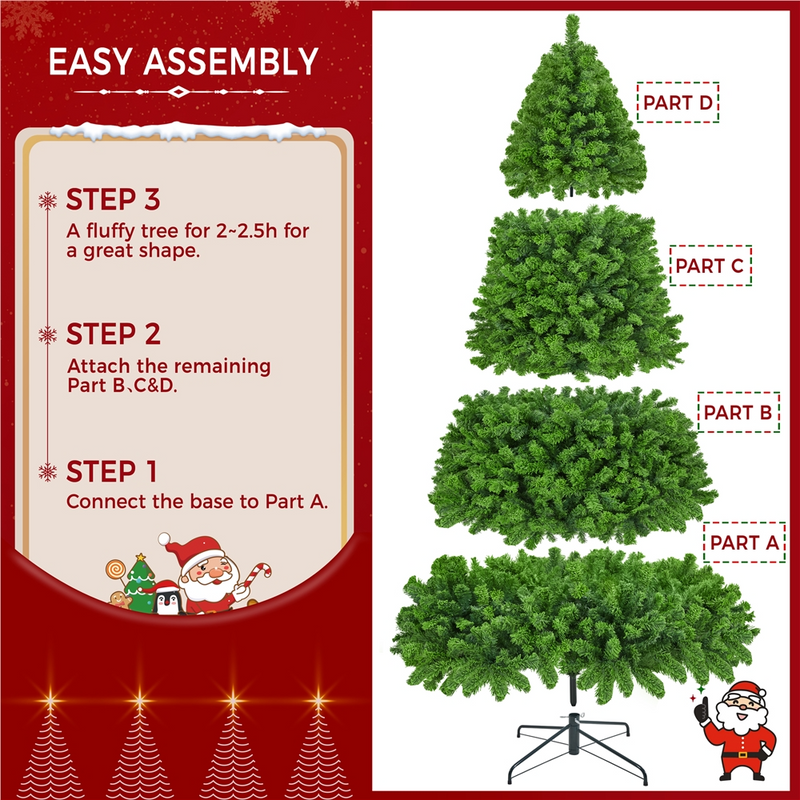 Yaheetech 9FT Pre-lit Flocked with Light Artificial Christmas Tree
