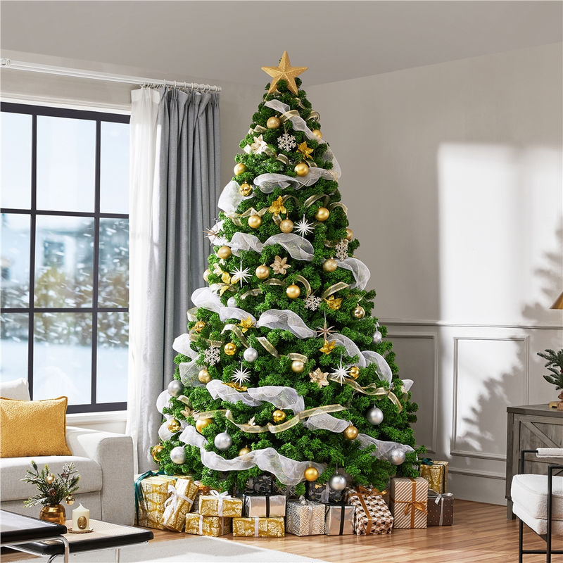 Yaheetech 9FT Pre-lit Flocked with Light Artificial Christmas Tree