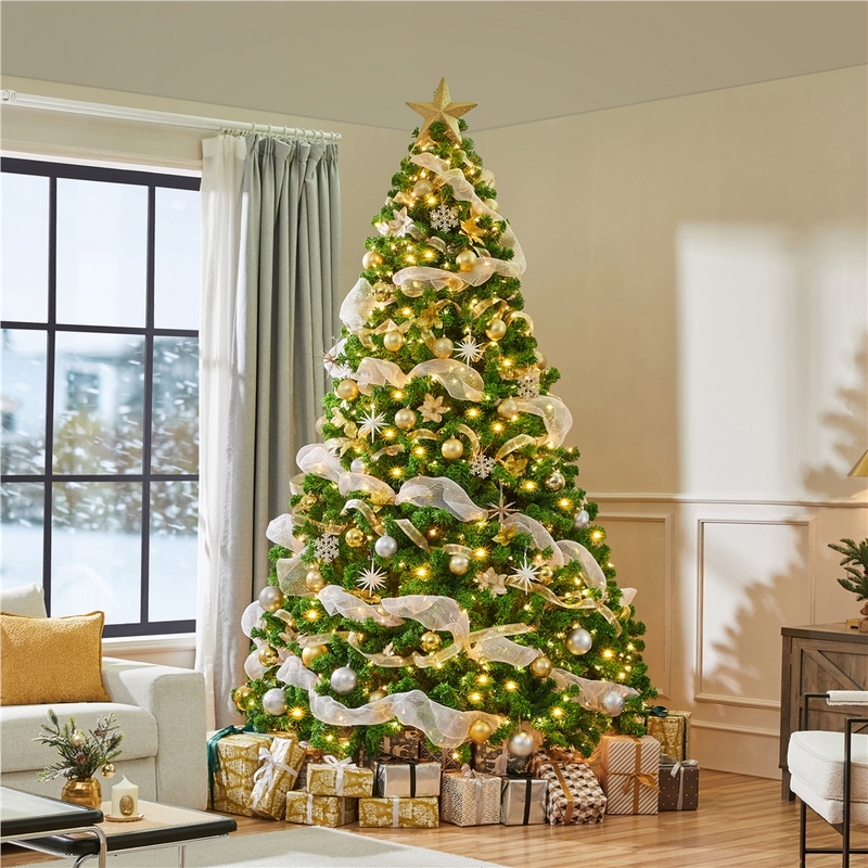 Yaheetech 9FT Pre-lit Flocked with Light Artificial Christmas Tree