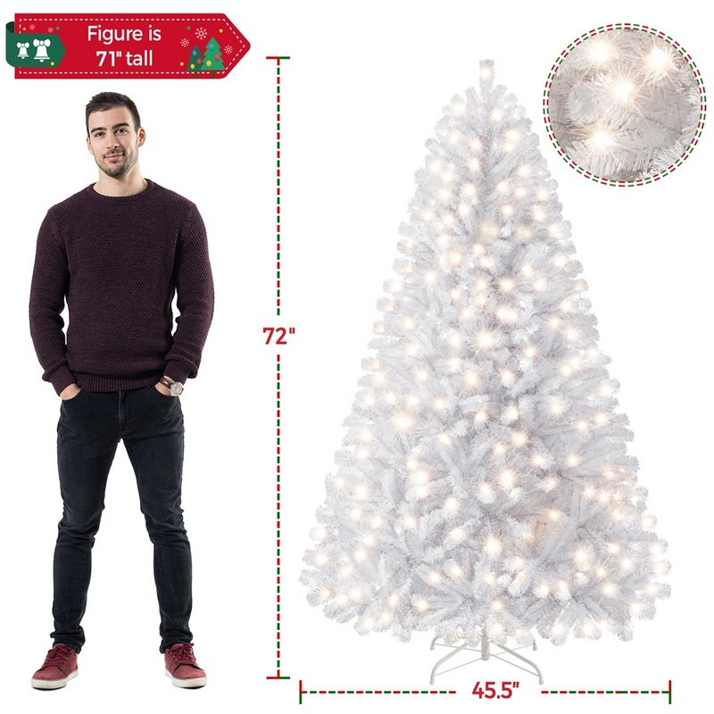 Yaheetech 6FT Pre-lit Artificial White Christmas Tree
