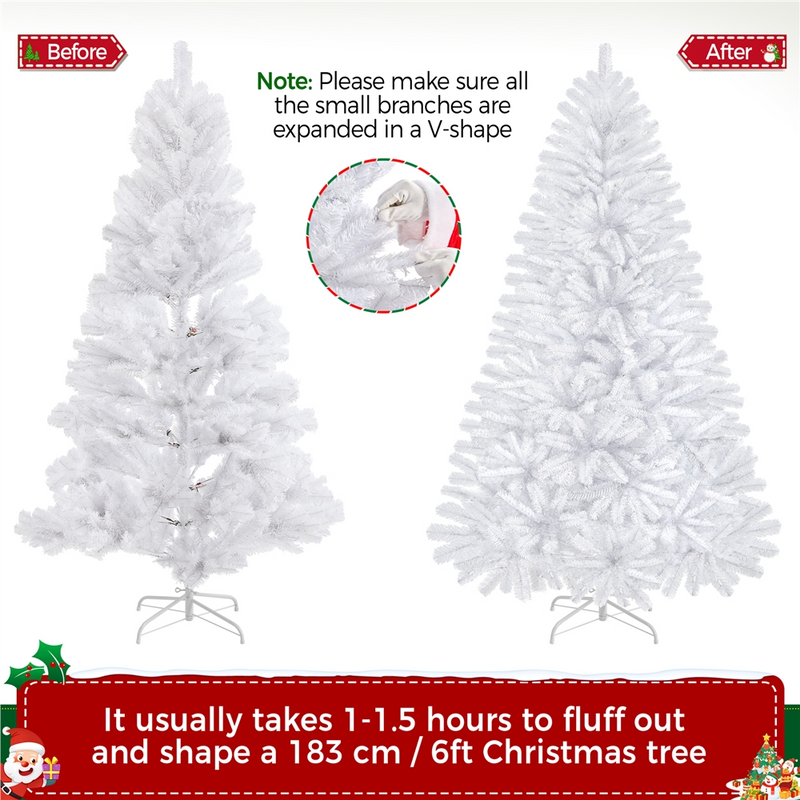 Yaheetech 6FT Pre-lit Artificial White Christmas Tree