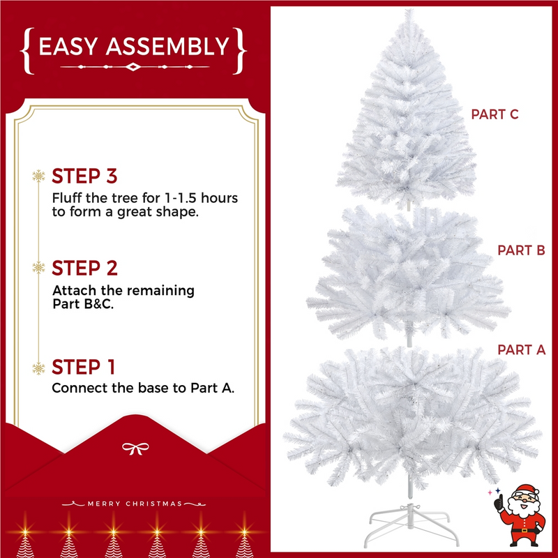 Yaheetech 6FT Pre-lit Artificial White Christmas Tree