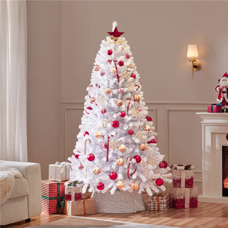 Yaheetech 6FT Pre-lit Artificial White Christmas Tree