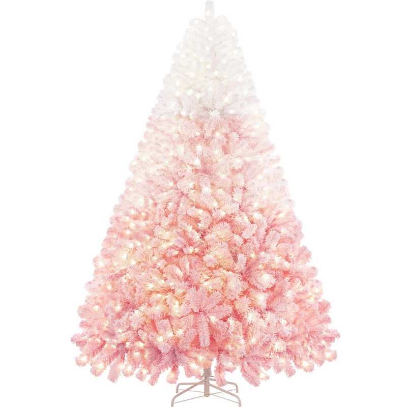 Yaheetech 9FT Pre-lit Flocked with Light Artificial Christmas Tree
