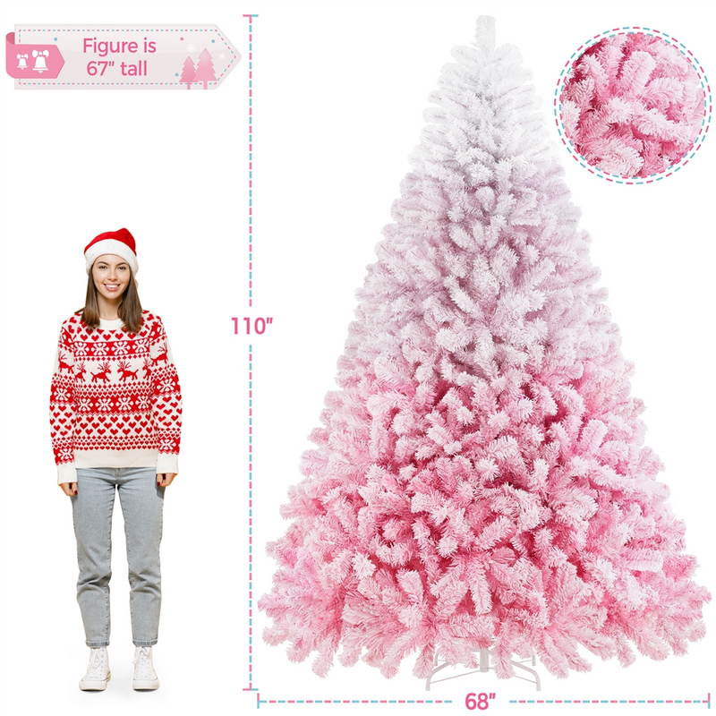 Yaheetech 9FT Pre-lit Flocked with Light Artificial Christmas Tree