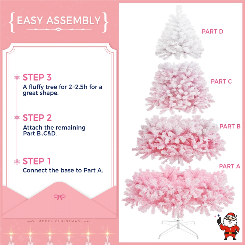 Yaheetech 9FT Pre-lit Flocked with Light Artificial Christmas Tree