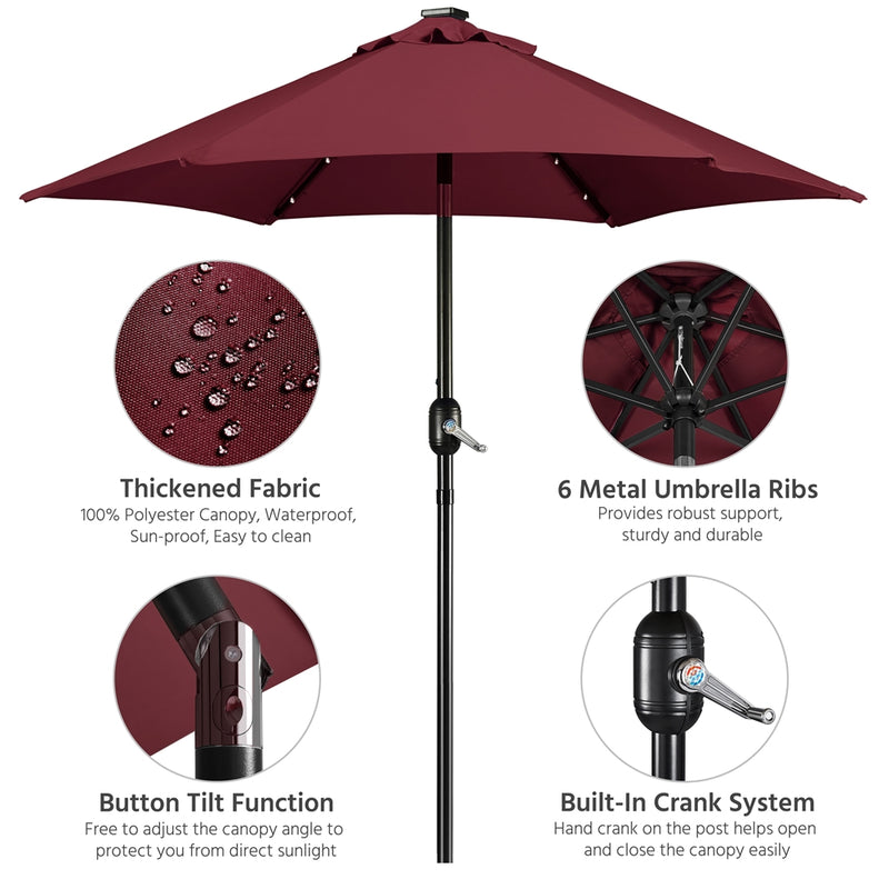 Yaheetech 7.5FT Solar Powered Patio Umbrella