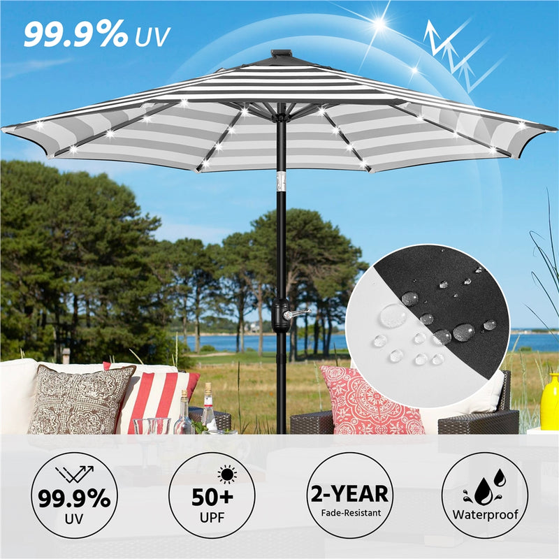 Yaheetech 9FT Solar Powered Patio Umbrella