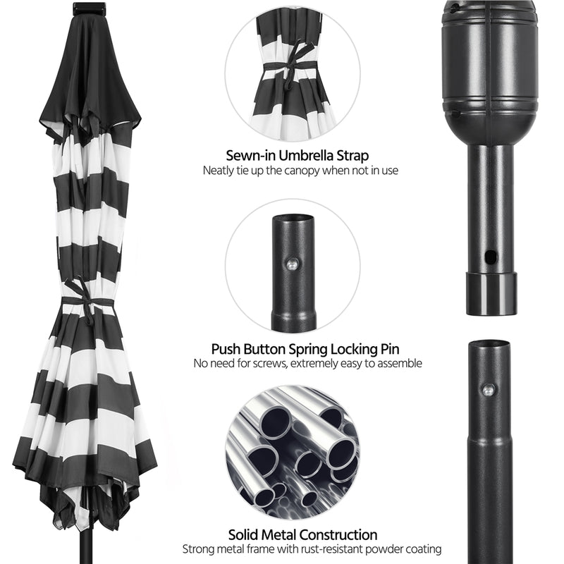 Yaheetech 9FT Solar Powered Patio Umbrella