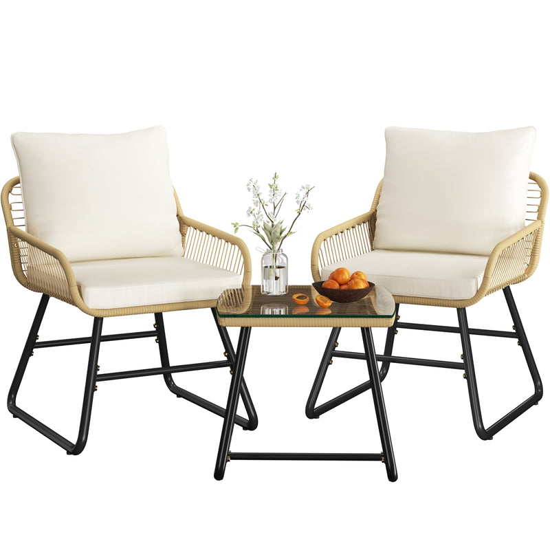 Yaheetech 3-Piece Tan/Cream Patio Bistro Set