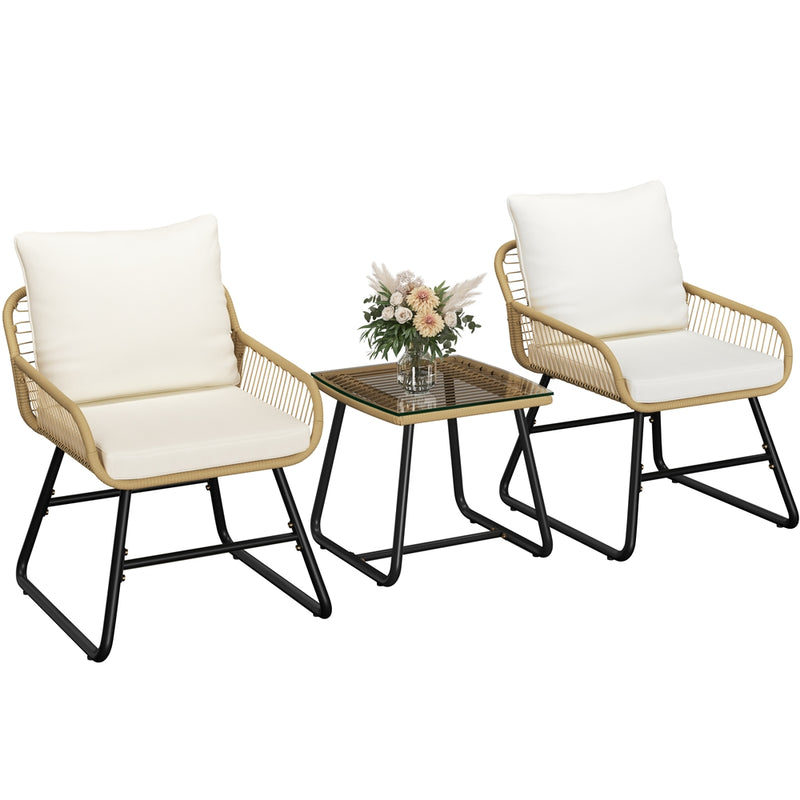 Yaheetech 3-Piece Tan/Cream Patio Bistro Set