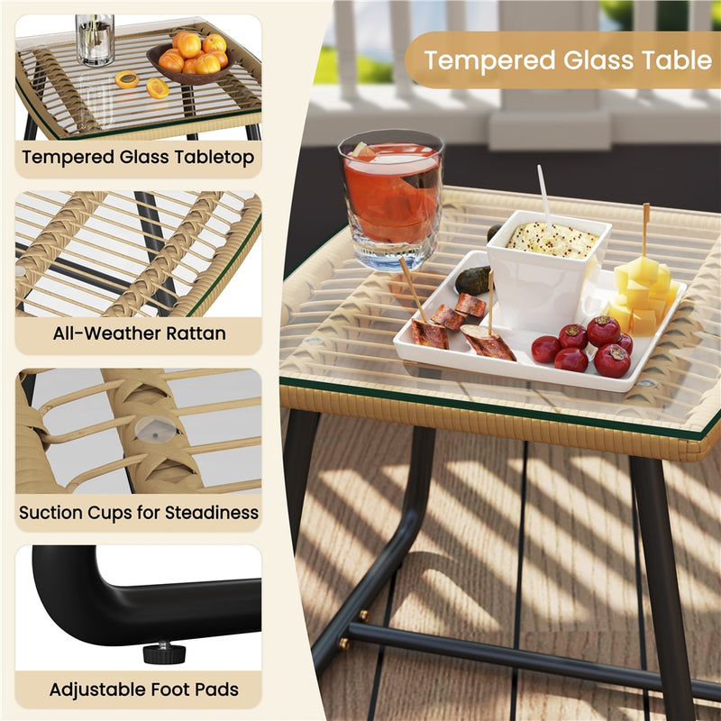 Yaheetech 3-Piece Tan/Cream Patio Bistro Set