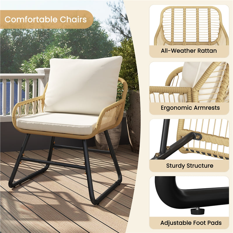 Yaheetech 3-Piece Tan/Cream Patio Bistro Set