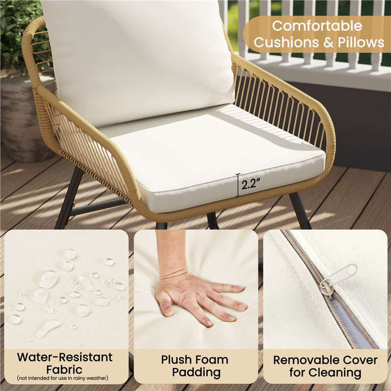 Yaheetech 3-Piece Tan/Cream Patio Bistro Set