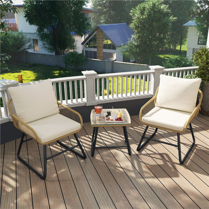 Yaheetech 3-Piece Tan/Cream Patio Bistro Set