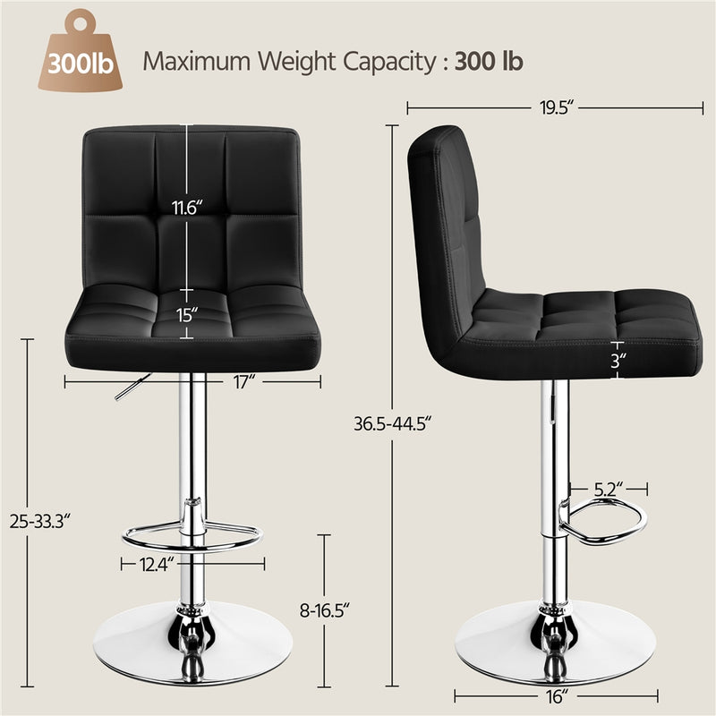 Yaheetech Adjustable PU Leather Swivel Barstools