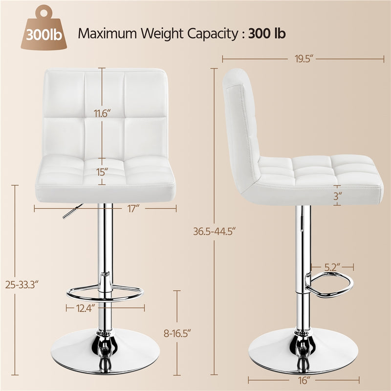Yaheetech Adjustable PU Leather Swivel Barstools