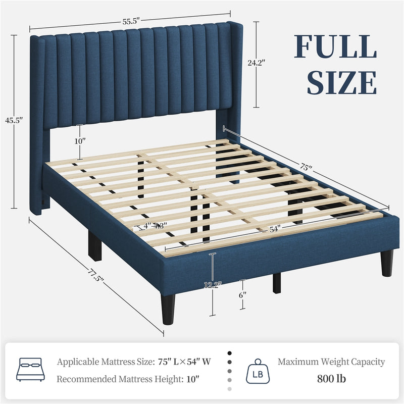 Yaheetech Bed Frame Upholstered Platform Bed with Fabric Headboard