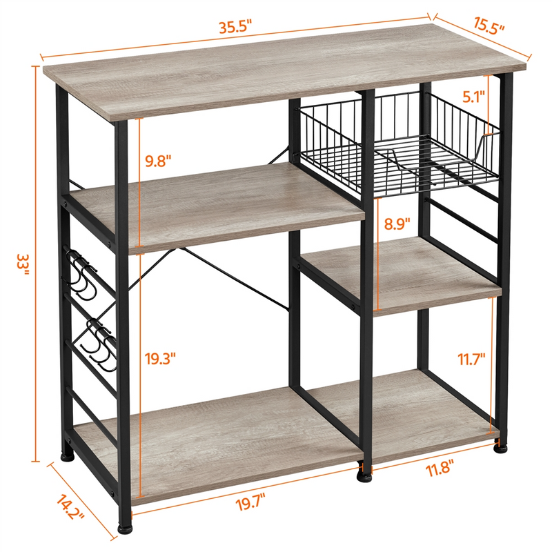 Yaheetech Industrial Rustic Kitchen Baker's Rack