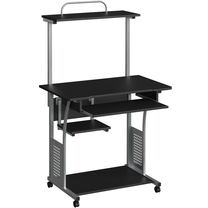 Yaheetech 3 Tiers Rolling Computer Desk with Keyboard Tray