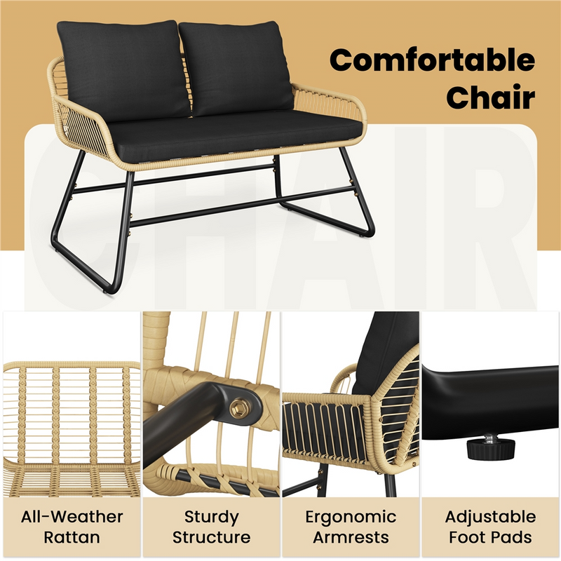 Yaheetech 4-Piece Outdoor Table & Chairs Set Patio Conversation Set