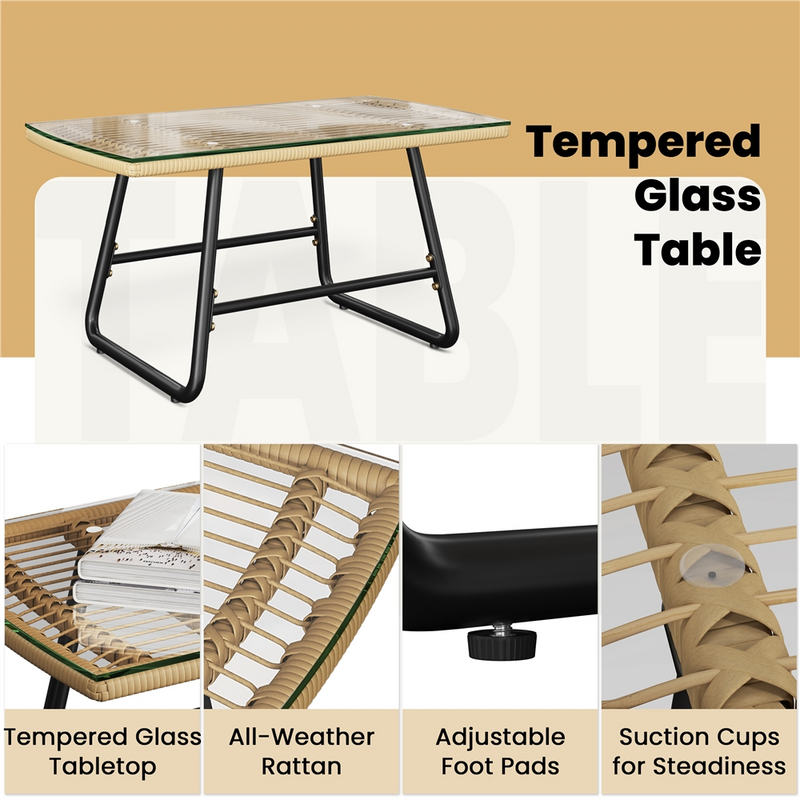 Yaheetech 4-Piece Outdoor Table & Chairs Set Patio Conversation Set