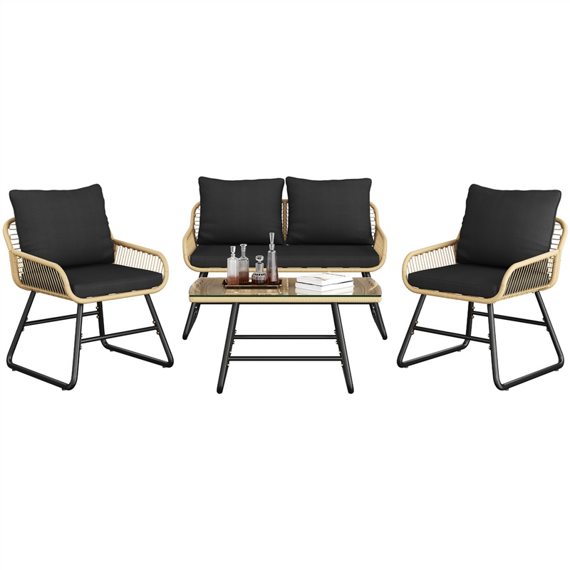 Yaheetech 4-Piece Outdoor Table & Chairs Set Patio Conversation Set