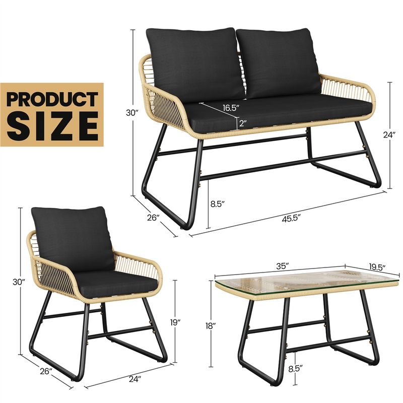 Yaheetech 4-Piece Outdoor Table & Chairs Set Patio Conversation Set