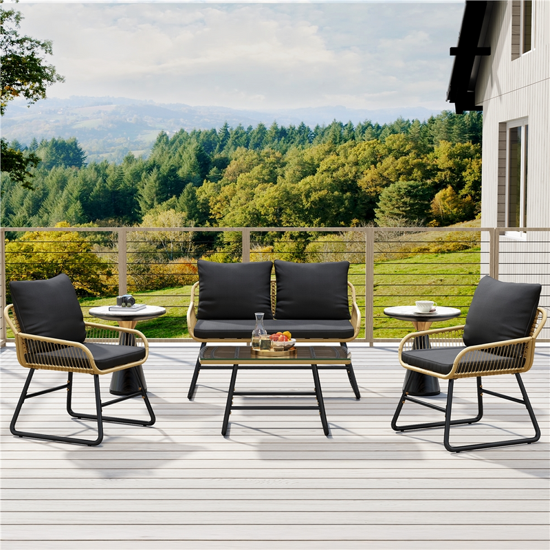 Yaheetech 4-Piece Outdoor Table & Chairs Set Patio Conversation Set