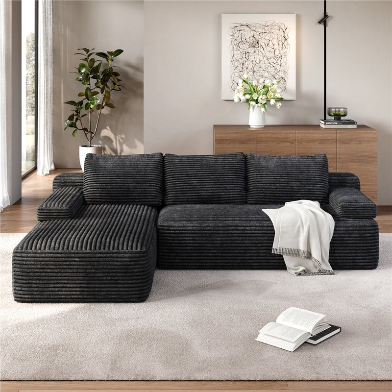 Yaheetech L-Shaped Corduroy Modular Sectional Sofa