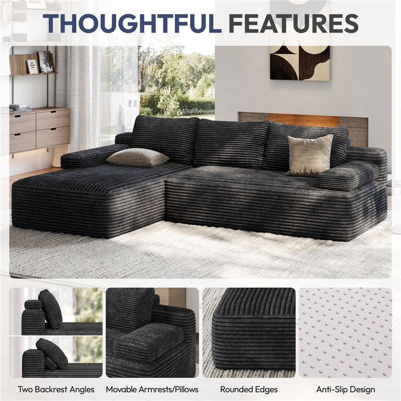 Yaheetech L-Shaped Corduroy Modular Sectional Sofa