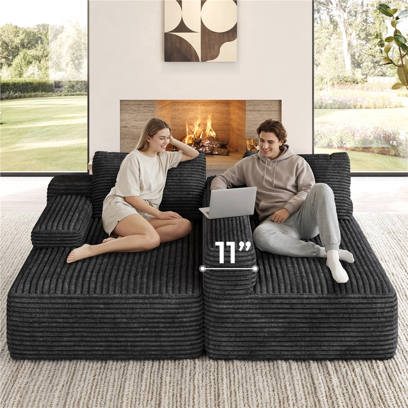 Yaheetech L-Shaped Corduroy Modular Sectional Sofa