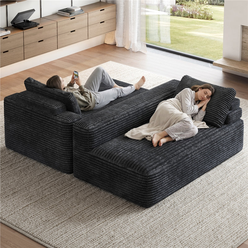 Yaheetech L-Shaped Corduroy Modular Sectional Sofa