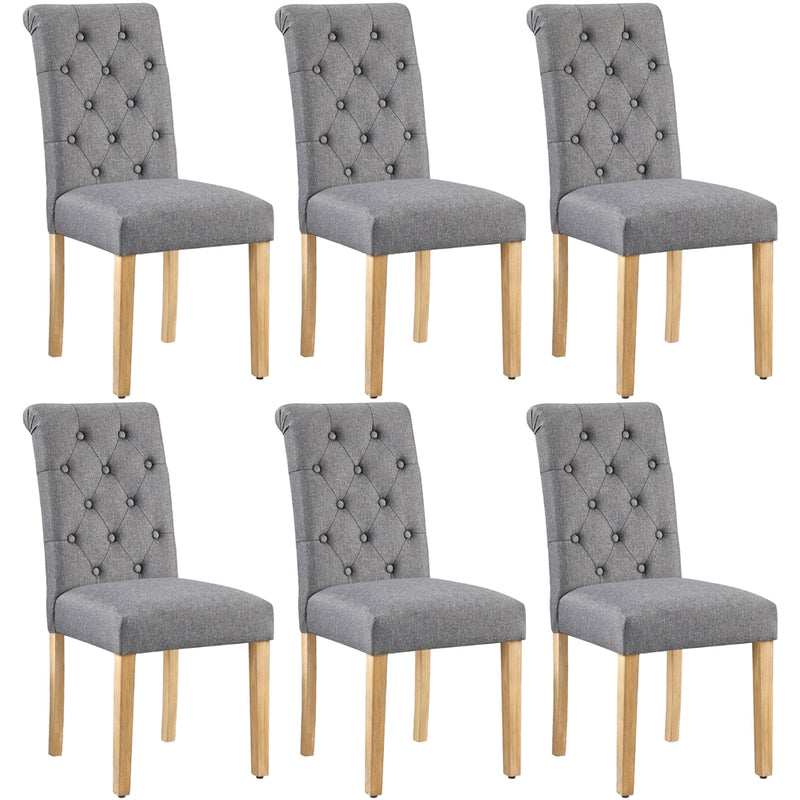 Yaheetech Dining Chairs Set of 6 Fabric Upholstered Dining Chairs