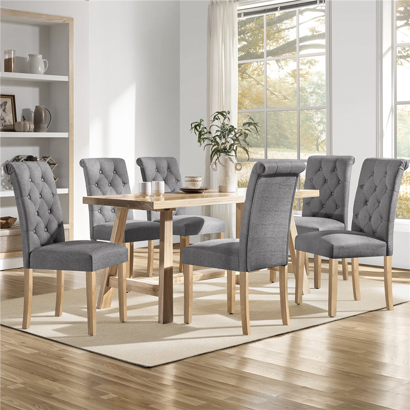 Yaheetech Dining Chairs Set of 6 Fabric Upholstered Dining Chairs