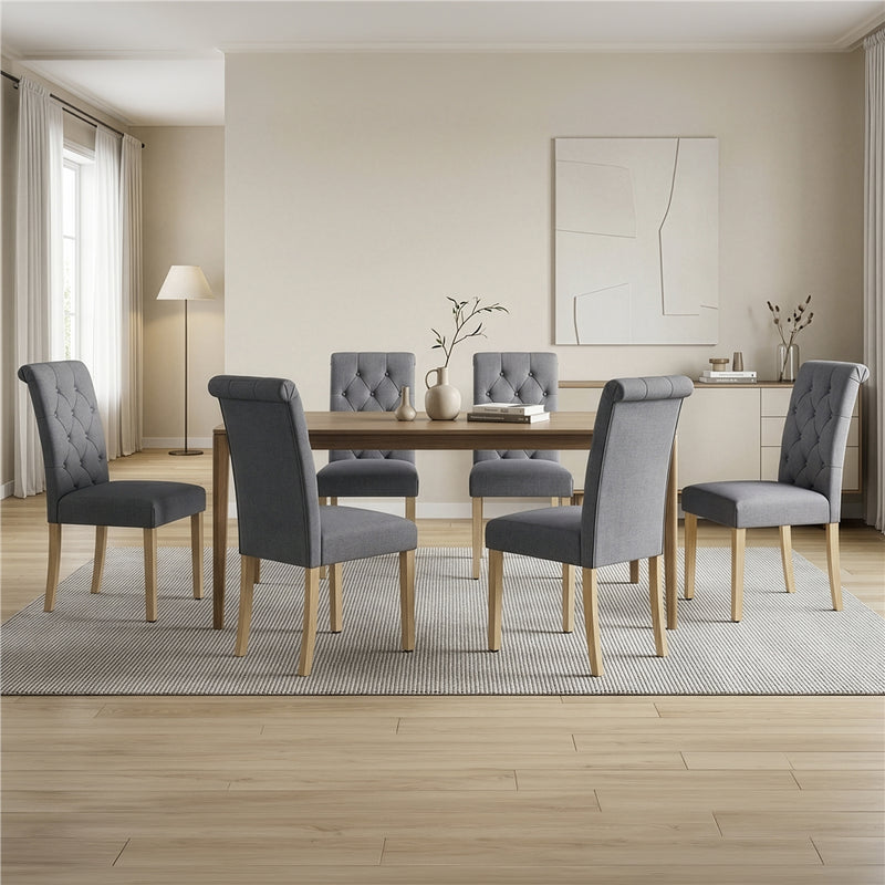 Yaheetech Dining Chairs Set of 6 Fabric Upholstered Dining Chairs